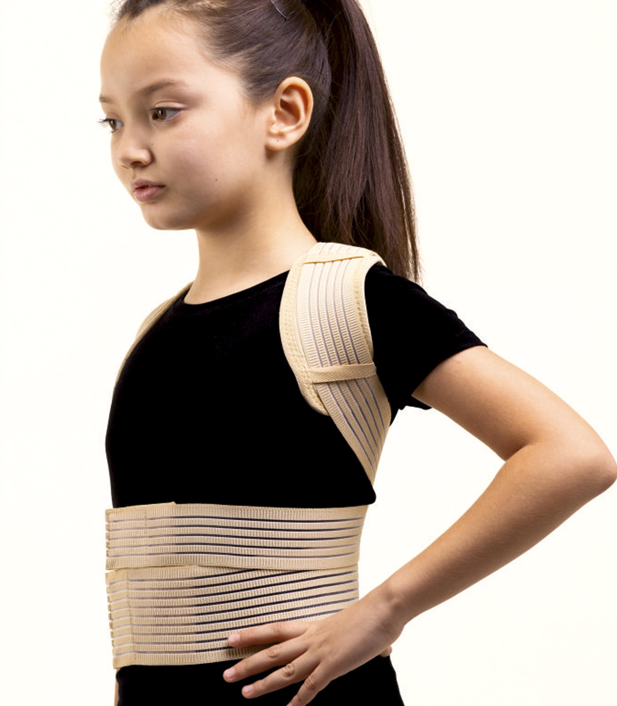 Posture corrector for children, with stiffening ribs