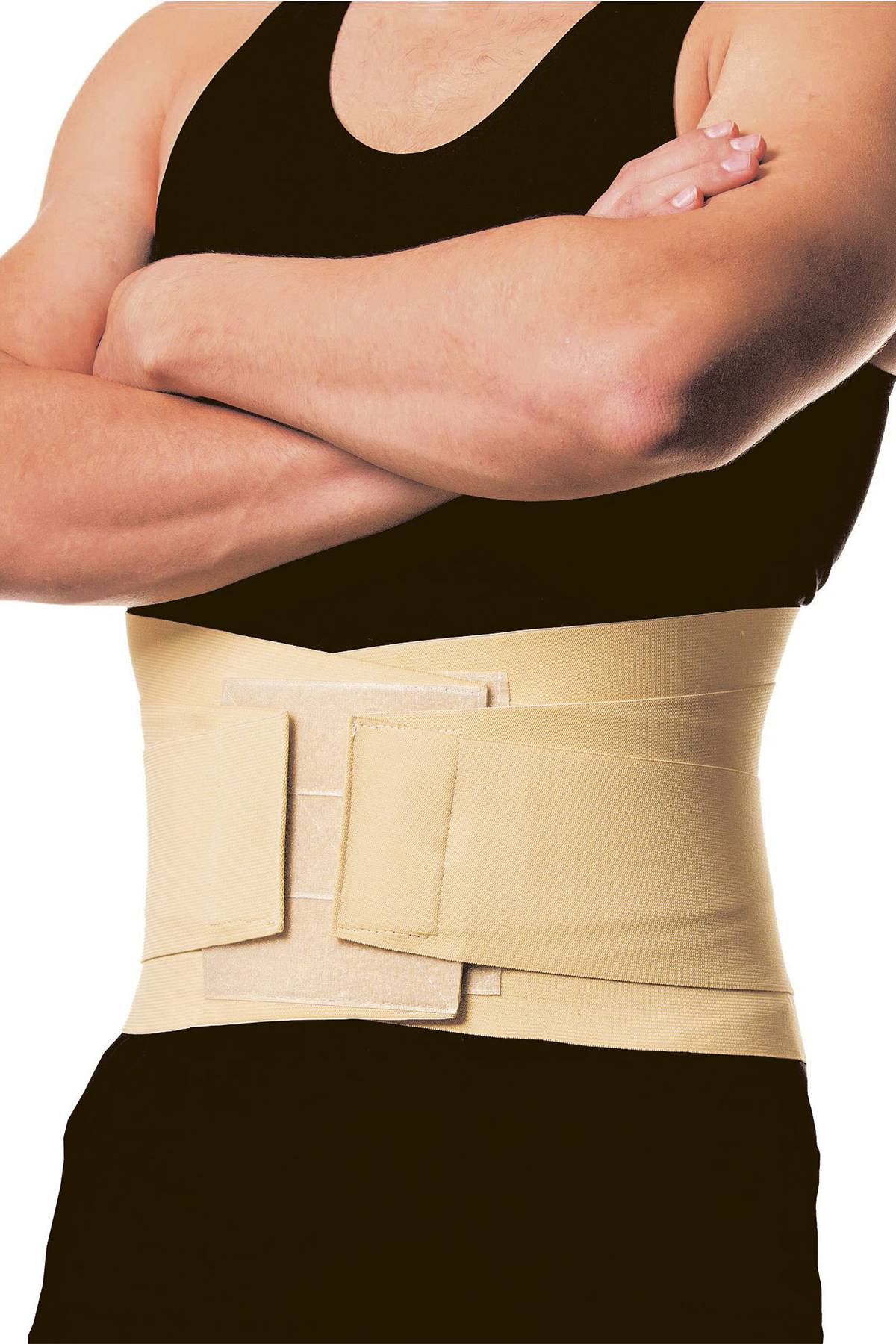 Elastic bandage for fixing the lumbar spine with rigid inserts