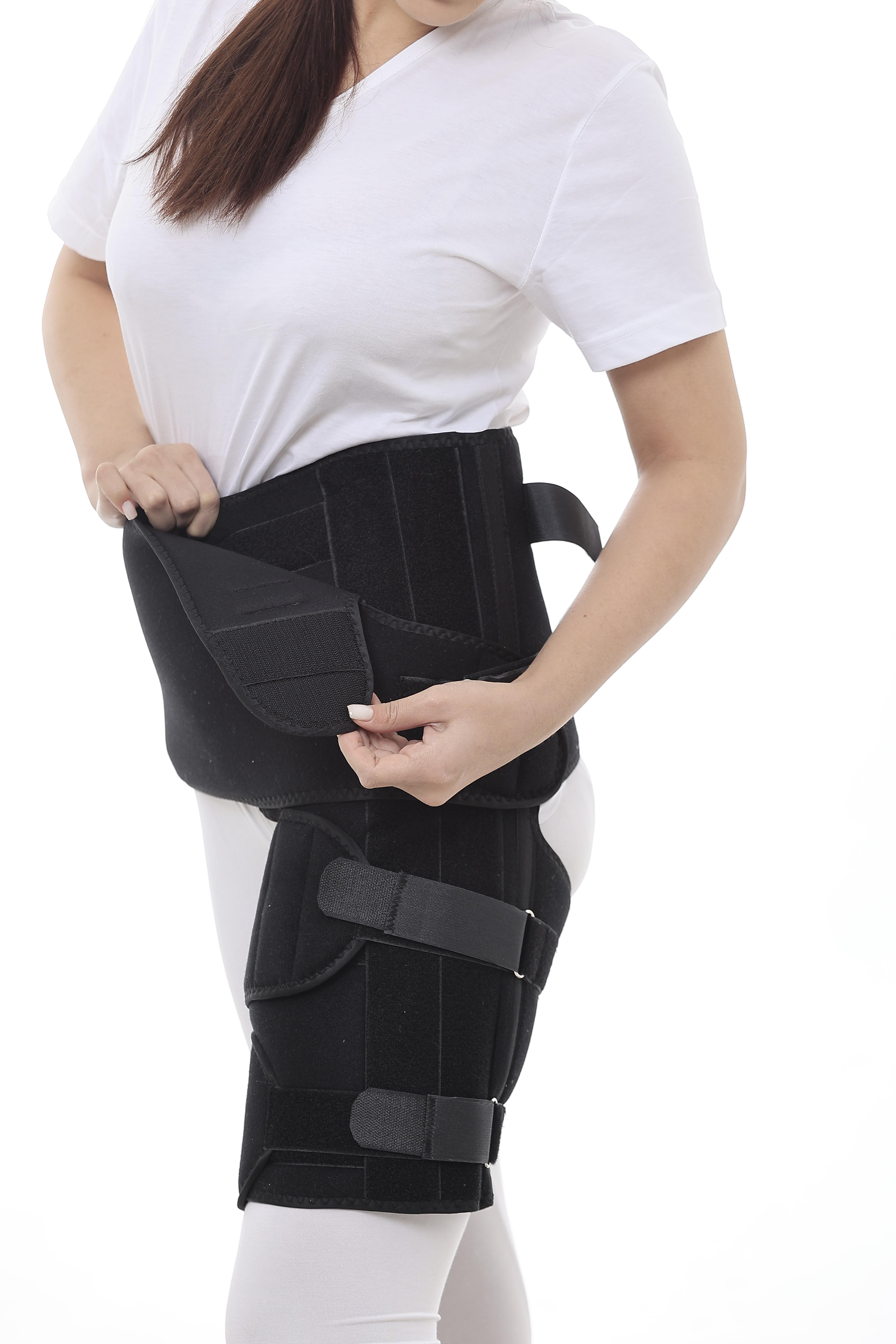 Hip joint brace with rigid inserts